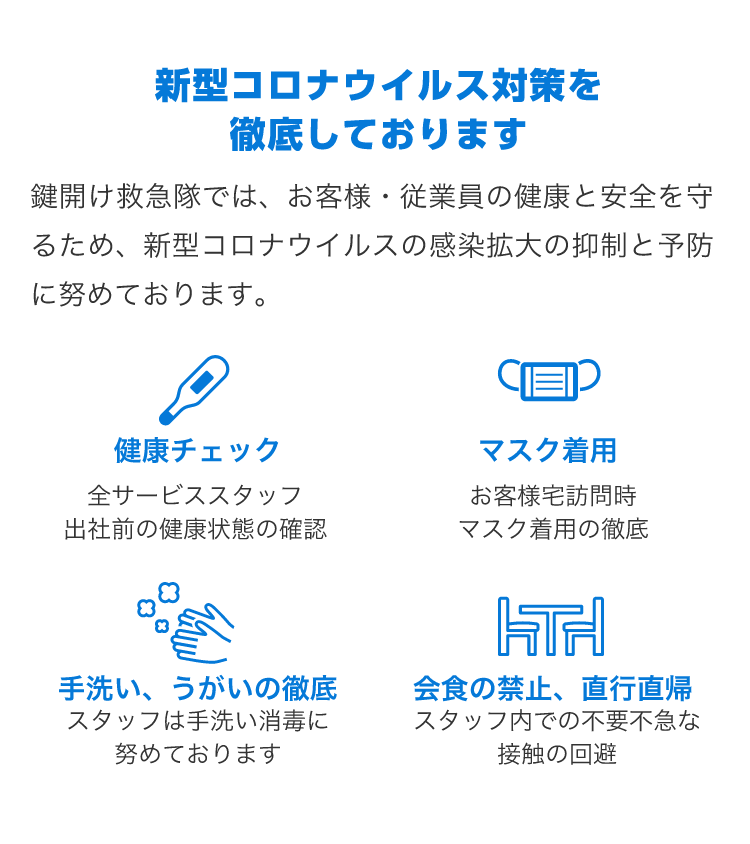 新型コロナウイルス対策を徹底しております